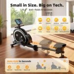 Magnetic Rowing Machine for Home, Compact Smart Rower with One-Touch Fold, 16 Levels Quiet Resistance, Bluetooth Heart Rate, 300LB Capacity, Self-Powered Design for Small Spaces - Image 4