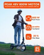 5TH WHEEL V40 PRO Adult Electric Scooter,10" Solid Tires,800W Peak Motor,20Mph Top Speed,24.9Miles Foldable Electric Scooter with Dual Suspension&Brakes,App Control,Ambient Light - Image 3