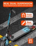 5TH WHEEL V40 PRO Adult Electric Scooter,10" Solid Tires,800W Peak Motor,20Mph Top Speed,24.9Miles Foldable Electric Scooter with Dual Suspension&Brakes,App Control,Ambient Light - Image 5
