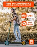 5TH WHEEL V40 PRO Adult Electric Scooter,10" Solid Tires,800W Peak Motor,20Mph Top Speed,24.9Miles Foldable Electric Scooter with Dual Suspension&Brakes,App Control,Ambient Light - Image 6