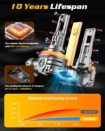 FAHREN H11/H8/H9 LED Light Bulbs, 60,000LM 1100% Ultra Brightness, 6500K H9 Fog Bulbs, 10-Year Lifespan with Cooling Fan, 1:1 Size Easy Installation,99% Universal Fit Plug and Play, Pack of 2 - Image 3