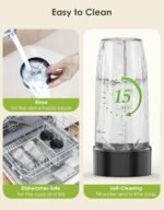 Smoothie Blender, 1100W Personal Blender for Shakes and Smoothies, Blenders and Grinder Combo for Kitchen with 2 * 22 Oz To-Go Cup and Lid for Protein Shake, Baby Food, Frozen Drink - Image 6