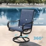 MFSTUDIO Patio Table and Chairs Set of 6, Outdoor Dining Set for 6 with Metal Table and Swivel Chairs, 7 Piece Outdoor Patio Furniture Set for Deck/Backyard/Poolside/Garden - Image 4