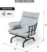 LAUSAINT HOME Patio Conversation Set, Outdoor Motion Glider Chairs Set of 2, Rocker Chairs with 5'' Thick Olefin Cushions for Patios, Decks, Gardens, Balconies, Black & Grey - Image 3