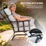LAUSAINT HOME Patio Conversation Set, Outdoor Motion Glider Chairs Set of 2, Rocker Chairs with 5'' Thick Olefin Cushions for Patios, Decks, Gardens, Balconies, Black & Grey - Image 4