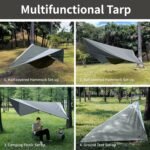 Hammock Rain Fly, 11 x 9 ft Waterproof Tarp with Doors, Lightweight & UV Protection Camping Tarp, Multifunctional for Backpacking Hiking Hammock - Image 5