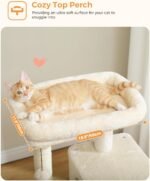 Cat Tree for Large Cats Adult with Metal Plush Big Hammock, 56.3" Cat Tower with 2 Door Condo House, 6-Tier Cat Shelves with Scratching Posts and Large Top Perch, Beige - Image 5