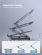 Adjustable Laptop Stand for Desk, Metal Foldable Laptop Riser, Ventilated Cooling Bracket, Ergonominc Computer Notebook Stand for Desk Compatible with 10-15.6“ Laptops - Image 4