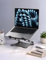 Adjustable Laptop Stand for Desk, Metal Foldable Laptop Riser, Ventilated Cooling Bracket, Ergonominc Computer Notebook Stand for Desk Compatible with 10-15.6“ Laptops - Image 8