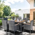 Shintenchi 7 Pieces Patio Dining Set, Wicker Patio Furniture Set with Soft Cushions and Wood Table Top, Outdoor Dining Table and Chairs for Backyard, Deck and Garden, Grey Rattan - Image 3