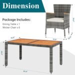 Shintenchi 7 Pieces Patio Dining Set, Wicker Patio Furniture Set with Soft Cushions and Wood Table Top, Outdoor Dining Table and Chairs for Backyard, Deck and Garden, Grey Rattan - Image 4
