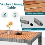 Shintenchi 7 Pieces Patio Dining Set, Wicker Patio Furniture Set with Soft Cushions and Wood Table Top, Outdoor Dining Table and Chairs for Backyard, Deck and Garden, Grey Rattan - Image 5
