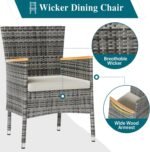 Shintenchi 7 Pieces Patio Dining Set, Wicker Patio Furniture Set with Soft Cushions and Wood Table Top, Outdoor Dining Table and Chairs for Backyard, Deck and Garden, Grey Rattan - Image 6
