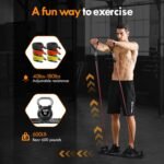 Push Up Board,Home Gym,Portable Exercise Equipment,Pilates Bar and 20 Fitness Accessories with Resistance Bands and Ab Roller Wheel,Full Body Workout at Home - Image 4