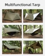 Ultralight Tarp, 14ft Hammock Rain Fly Lightweight Waterproof Camping Tent Tarp with Doors, Bushcraft Tarp Shelter for Backpacking Hiking Camping - Image 3