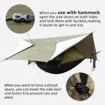 Ultralight Tarp, 14ft Hammock Rain Fly Lightweight Waterproof Camping Tent Tarp with Doors, Bushcraft Tarp Shelter for Backpacking Hiking Camping - Image 5