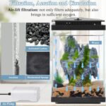 FEDOUR Small Glass Aquarium, 1 Gallon Desktop Fish Tank, Betta Fish Tank, Mini Aquarium Starter Kit with Air Pump LED Light Decoration Water Changer Fish Net (Black) - Image 4