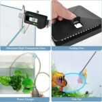 FEDOUR Small Glass Aquarium, 1 Gallon Desktop Fish Tank, Betta Fish Tank, Mini Aquarium Starter Kit with Air Pump LED Light Decoration Water Changer Fish Net (Black) - Image 6