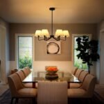 6-Light Black Farmhouse Chandelier with White Fabric Shade, Black Light Fixture for Dining Room Kitchen Island Living Room Entryway.E12. - Image 3