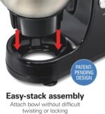 Hamilton Beach Electric Stand Mixer, 4 Quarts, Dough Hook, Flat Beater Attachments, 7 Speeds, Whisk, Stack & Scrape Bowl Scraper, Black - Image 5