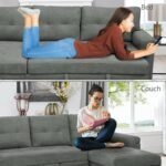 Naomi Home Transform Any Space: Sleeper Sectional Sofa with Convertible Sofa Bed & Inviting Chaise. Find Tranquil Comfort with Stress-Relieving Design & Durable Cushions - Gray/Velvet - Image 4
