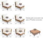 LAUSAINT HOME 7-Piece Patio Conversation Set, Modular Outdoor Sofa with Thick Cushions, All-Weather PE Rattan Sectional Seating for Garden, Backyard & Deck, Beige - Image 3