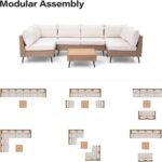 LAUSAINT HOME 7-Piece Patio Conversation Set, Modular Outdoor Sofa with Thick Cushions, All-Weather PE Rattan Sectional Seating for Garden, Backyard & Deck, Beige - Image 5