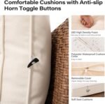 LAUSAINT HOME 7-Piece Patio Conversation Set, Modular Outdoor Sofa with Thick Cushions, All-Weather PE Rattan Sectional Seating for Garden, Backyard & Deck, Beige - Image 6