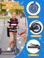 Electric Scooter for Kids, 180W Motor, 12 MPH & 12 Mile Range, Foldable Kick Scooter with Safe Non-Zero Start, Dual Brakes, Maxload 220 lbs, 8'' Honeycomb Tires, for Commuting, School, Teens' Gift - Image 6
