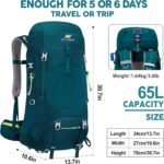 N NEVO RHINO Internal Frame Hiking Backpack 50/60/65/70/80L, Mountain Climbing Camping Backpack Daypack Waterproof Rain Cover - Image 4