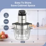 Ganiza Food Processor, 2-Speed Food Chopper Meat Grinder with 8 Cup Stainless Steel & 8 Cup Glass Bowls, Upgraded Button & Smart Overheat Protection Light - Includes Clean Brush, 2 Sets of Blades - Image 5