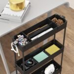 SPACELEAD Slim Storage Cart 4 Tier,Bathroom Organizer Rolling Utility,Mobile Shelving Unit Slide Out for Office, Kitchen, Laundry Room & Narrow Places,Black - Image 3