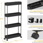 SPACELEAD Slim Storage Cart 4 Tier,Bathroom Organizer Rolling Utility,Mobile Shelving Unit Slide Out for Office, Kitchen, Laundry Room & Narrow Places,Black - Image 5