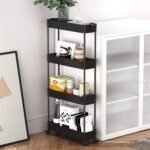 SPACELEAD Slim Storage Cart 4 Tier,Bathroom Organizer Rolling Utility,Mobile Shelving Unit Slide Out for Office, Kitchen, Laundry Room & Narrow Places,Black - Image 7