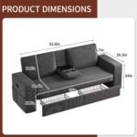 Maupvit 75” Loveseat Sofa with 2 Drawers, USB & Type-C Charging Port, Comfortable Linen Living Room Couch with Small Table Board, Upholstered Small Settee Fits Bedroom, Office, Grey - Image 3