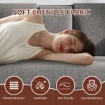 Maupvit 75” Loveseat Sofa with 2 Drawers, USB & Type-C Charging Port, Comfortable Linen Living Room Couch with Small Table Board, Upholstered Small Settee Fits Bedroom, Office, Grey - Image 4