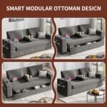 Maupvit 75” Loveseat Sofa with 2 Drawers, USB & Type-C Charging Port, Comfortable Linen Living Room Couch with Small Table Board, Upholstered Small Settee Fits Bedroom, Office, Grey - Image 5
