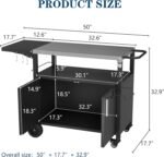 JY QAQA Outdoor Grill Cart with Storage, Patio Kitchen Island Outdoor Grill Table with Wheels, BBQ Cart Movable Pizza Oven Table Stand with Foldable Stainless Steel Top, Black - Image 3