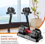 25/55LB Adjustable Dumbbell，10 in 1 Free Single Weights Dumbbell with Anti-Slip Texture Handle for Exercise & Fitness,Fast Adjust Men/Women Gym and Home Strength Training Equipment - Image 7
