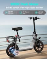 Jasion JS3/PRO Electric Scooter with Seat, 650/850W Peak Motor, 20/25Miles Ranges Scooters for Adults, 20/25MPH Max Speed, Foldable E-Scooter for Pets & Cargo, Dual Disc Brakes - Image 3