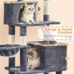 Yaheetech Cat Tree, 82.5in Large Tower w/Hammock, 2 Kitty-Ear Perches, 2 Cozy Condos, Scratching Posts, Basket, Furniture for Large Cats, Kittens, Dark Gray - Image 6