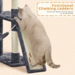 Yaheetech Cat Tree, 82.5in Large Tower w/Hammock, 2 Kitty-Ear Perches, 2 Cozy Condos, Scratching Posts, Basket, Furniture for Large Cats, Kittens, Dark Gray - Image 9