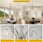 5-Light Chandeliers in Brushed Nickel Finish with Crystal Glass Shades, Brushed Nickel Chandelier Light for Dining Room,Hallway,Kitchen - Image 3