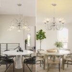 5-Light Chandeliers in Brushed Nickel Finish with Crystal Glass Shades, Brushed Nickel Chandelier Light for Dining Room,Hallway,Kitchen - Image 9