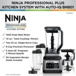 Ninja BN801 Professional Plus Kitchen System, 1400 WP, 5 Functions for Smoothies, Chopping, Dough & More with Auto IQ, 72-oz.* Blender Pitcher, 64-oz. Processor Bowl, (2) 24-oz. To-Go Cups, Grey - Image 3