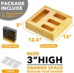 SpaceAid Bag Storage Organizer for Kitchen Drawer, Bamboo Organizer, Compatible with Gallon, Quart, Sandwich and Snack Variety Size Bag (1 Box 4 Slots) - Image 4