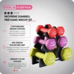 HolaHatha Neoprene Dumbbell Weights Set with Rack, Home Gym Equipment, 20 Lbs, Multicolor - Portable Weighted Exercise Dumbbells for Fitness, Training, and Lifting Workouts - Image 3