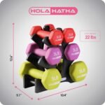 HolaHatha Neoprene Dumbbell Weights Set with Rack, Home Gym Equipment, 20 Lbs, Multicolor - Portable Weighted Exercise Dumbbells for Fitness, Training, and Lifting Workouts - Image 4