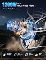 Jasion EB7 2.0 Electric Bike Adults, 20" Fat Tire Ebike, 1200W Foldable Electric Bike with 480WH Removable Battery,28MPH 55 Miles,Full Suspension E-Bike for Beach Snow,UL Certified - Image 4