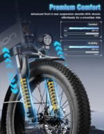 Jasion EB7 2.0 Electric Bike Adults, 20" Fat Tire Ebike, 1200W Foldable Electric Bike with 480WH Removable Battery,28MPH 55 Miles,Full Suspension E-Bike for Beach Snow,UL Certified - Image 5